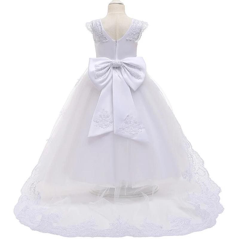 Girls Dress Elegant White Bridesmaid Kids Clothes For Girls Children Long Princess Party Wedding Vestidos 13 14 Years Vestidos