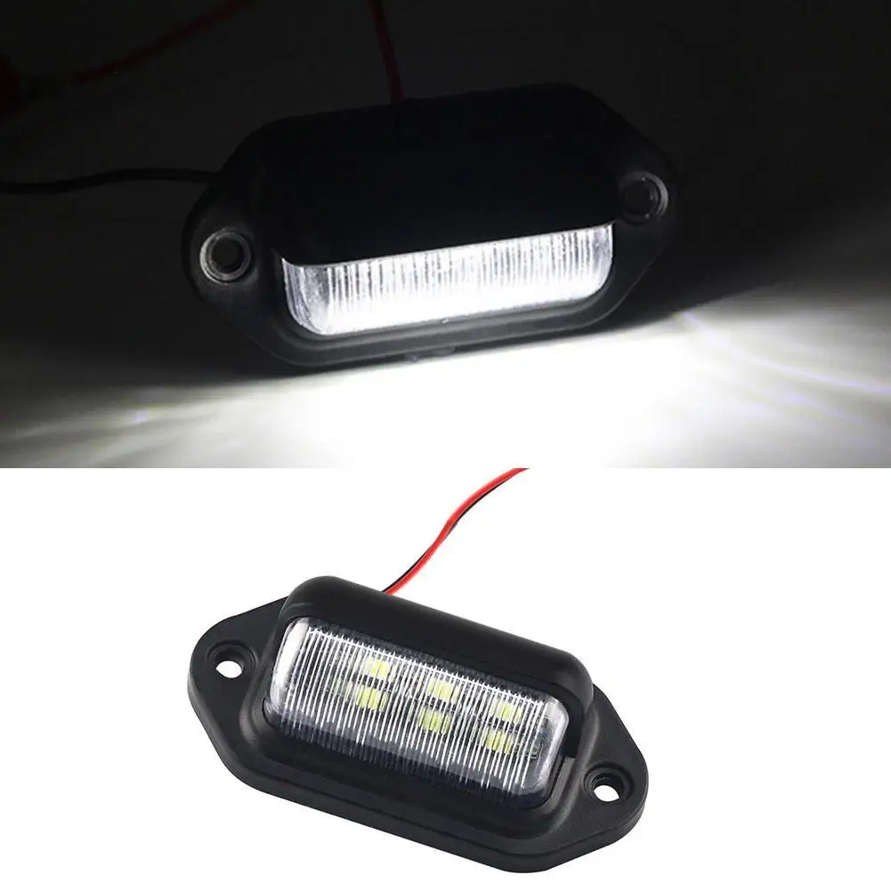 12V 6 LED 자동차 번호판 라이트, SUV 자동 RV 트럭 트레일러 테일 라이트 번호판 조명 램프 자동차 액세서리