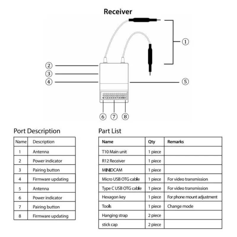 MINI ricevitore UAV a lungo raggio Skydroid R10 / R10 per trasmettitore Radio SKYDROID T12 / T10 / SG12