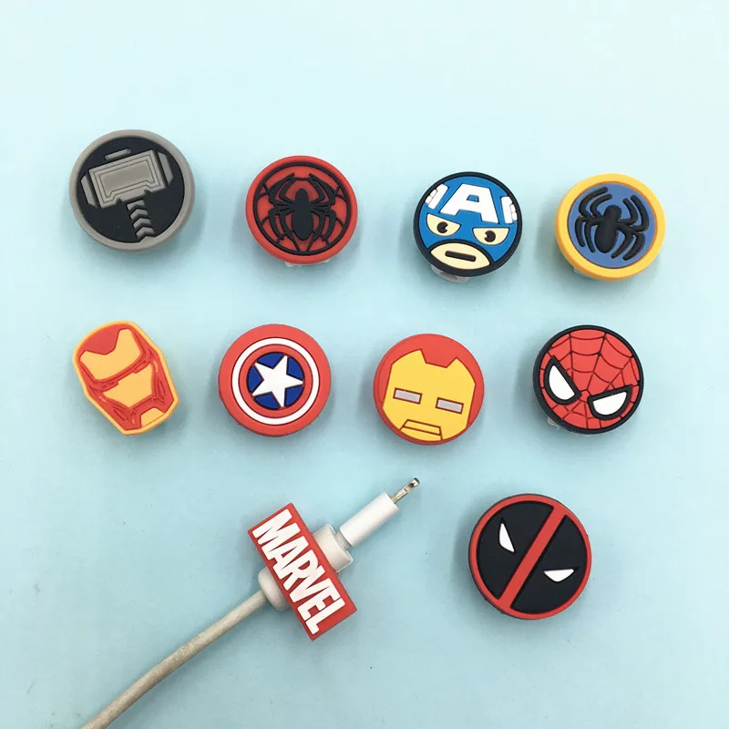 MINISO MARVEL USB Cable Earphone Protector Management Data Line Organizer Clip Protetor De Cabo Cable Winder For IPhone Android