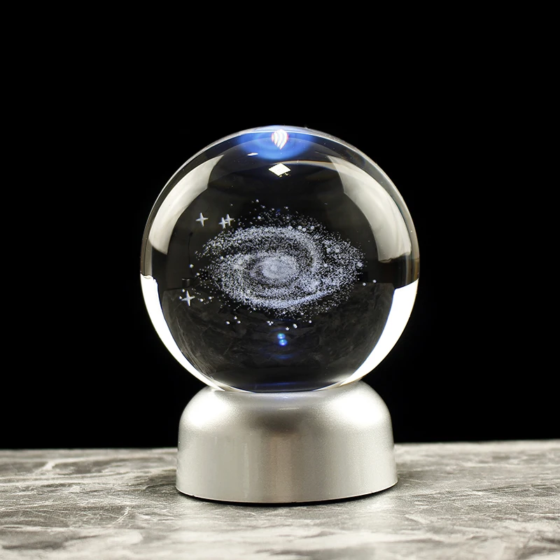 

6CM Globe Miniatures Crystal Ball 3D Laser Engraved Galaxy Glass Ball Sphere Home Decoration Accessories