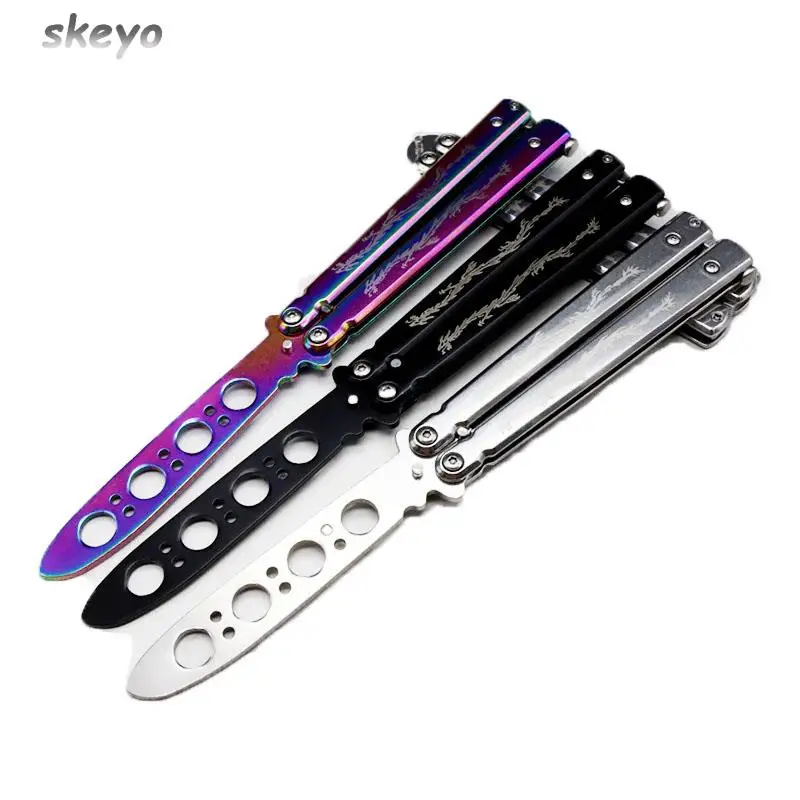 Butterfly Knife Gift Knife Steel Training Folding Knife Titanium Practice Tools No Edge Safe Tools For Beginner