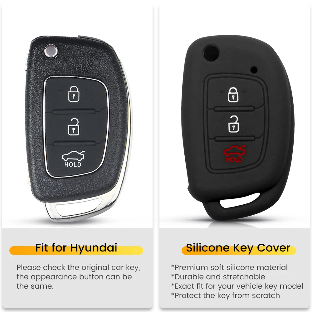 KEYYOU Remote Silicone Car Key Case For Hyundai  Tucson i40 i20 i10 iX35 iX45 Creta Santa fe Cover Keyless Fob 3 Buttons