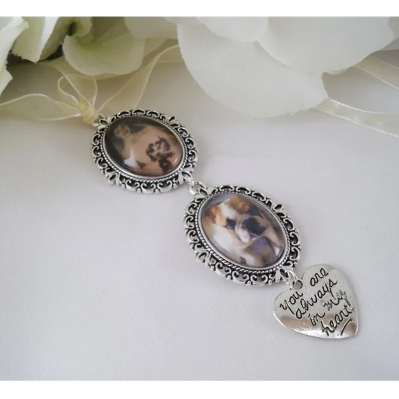 Wedding Photo charm Custom Made or DIY Bouquet memory Charms for Family photos and Initials Oval Photo Pendants Bride gift idea