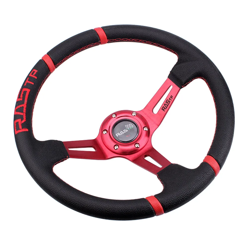 RASTP-Volante Universal com Superfície De Couro, Deriva De Prato Profundo, Estilo De Corrida, RS-STW026-TP, 14in