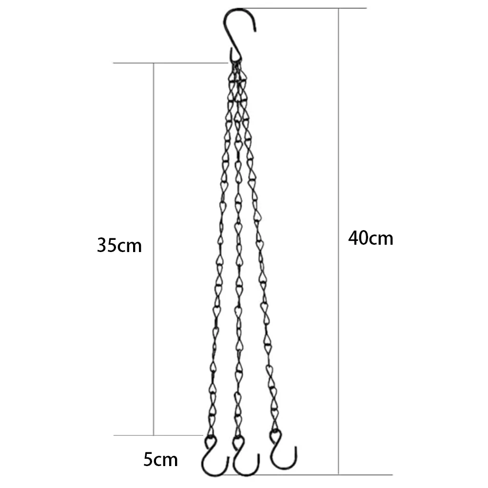 40cm Imitation Rattan Hanging Basket Flower Pot Chain With 3 Hooks Basin Hydroponic Plants Plant Grow Basin Home Garden Decor