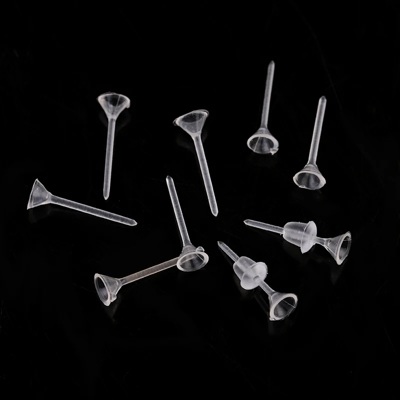 200pcs/lot Plastic Goblet Shape Headpins 13x4mm Ear Studs with Earplugs For DIY Jewelry Making Earring Accessories