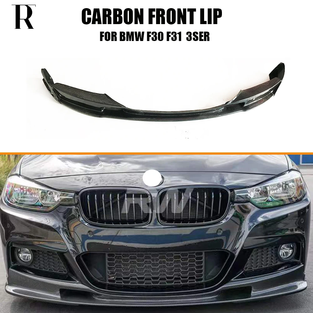 O Style Carbon  Fiber Front Bumper Chin Lip Spoiler  for BMW F31 F30 Sedan Wagon 320 328 330 335 340 With M Package 12-19 