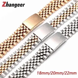 Solid Stainless Steel Watchband 18mm 20mm 22mm Metal Bracelet Wrist Band Straps Classic Folding Buckles For Smart Watches Tools