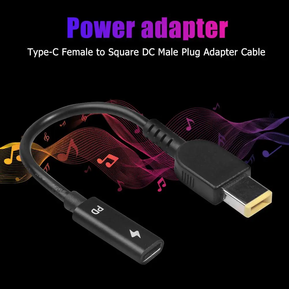 2021 Type-C Female to Square DC Male Plug PD Charging Cable Power Adapter Connector For Lenovo Thinkpad Laptop Charger Cord