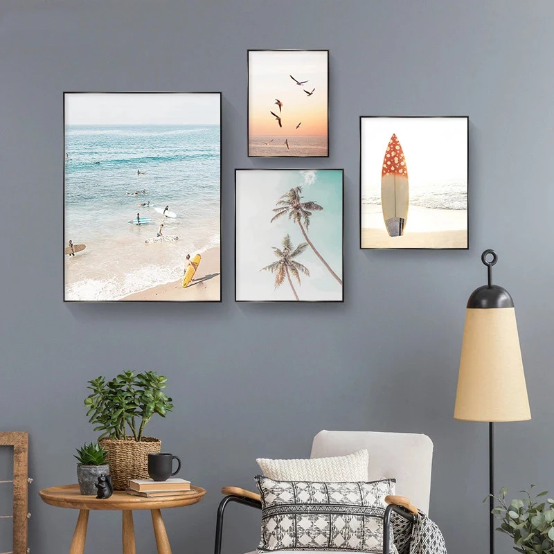 

Sunset Ocean Sea Bird Abstract Art Canvas Painting Living Room Bedroom Cafe Internet Nordic Style Wall Art Pict