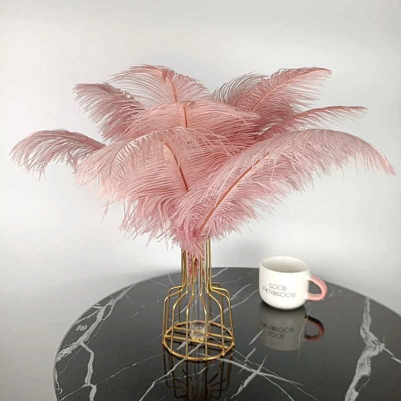 10 Stück Straußenfedern für Bastelarbeiten, weiße und schwarze Federdekoration, Tischdekoration, Schmuck, Handarbeiten, Hochzeitsaccessoires – Detail 7