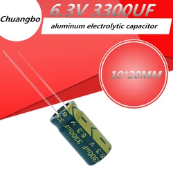 10pcs 6.3V3300UF 10*20 3300UF 6.3V Low ESR/Impedance high frequency aluminum electrolytic capacitor size 10*20MM 3300UF 6.3V 20%