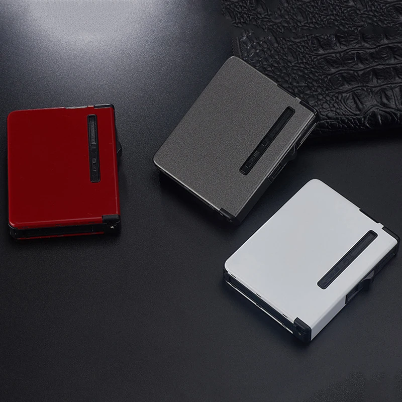 2 in 1 Cigarette Case & Lighters Metal Box Holder Windproof Flame Fire Gas Refillable Lighter