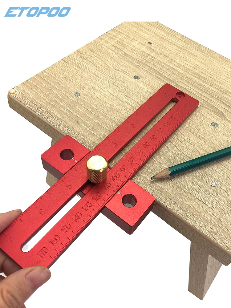 Lega di alluminio 170/270/370mm misura scala Scribing righello lavorazione del legno t-type Hole righello strumento di marcatura