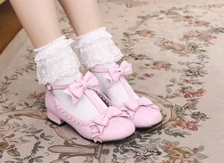 Sweet lolita shoes tea party kawaii princess kawaii shoes vintage lace bowknot round head low heel women shoes loli cosplay cos