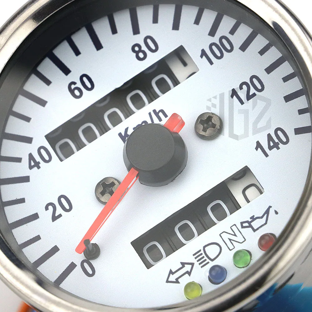 Motorcycle Dual Odometer Speedometer Gauge KM/H Mini Retro Tachometer Universal LED Indicator Light for KTM Ducati Kawasaki BMW