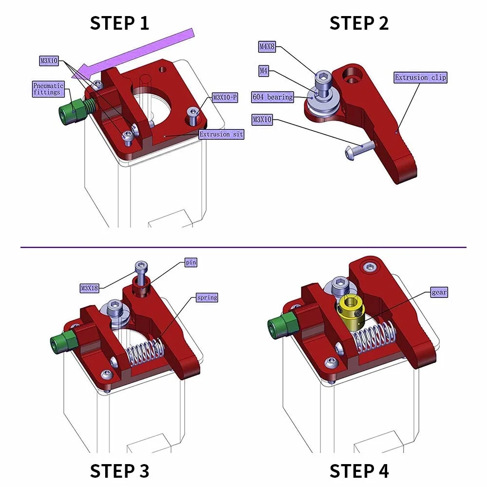 Extrusora de CR-10 de bloque de aluminio de repuesto actualizado, unidad de alimentación MK8, impresora 3D para Creality Ender CR-10S CR-10 S4