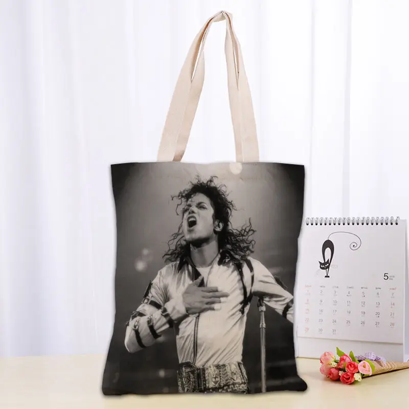 KPOP Michael Jacks Tote Bag Women Canvas Fabric Bags Eco Reusable Shopping Bags Traveling Beach Casual Useful Shoulder Bag 03-18