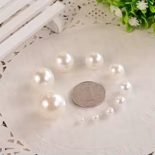 10-1000pcs/lot 3-20mm Straight Holes Acrylic Imitation Pearl Beige Bracelet Round Beads For DIY Craft Jewelry Making Supplies - Image 5