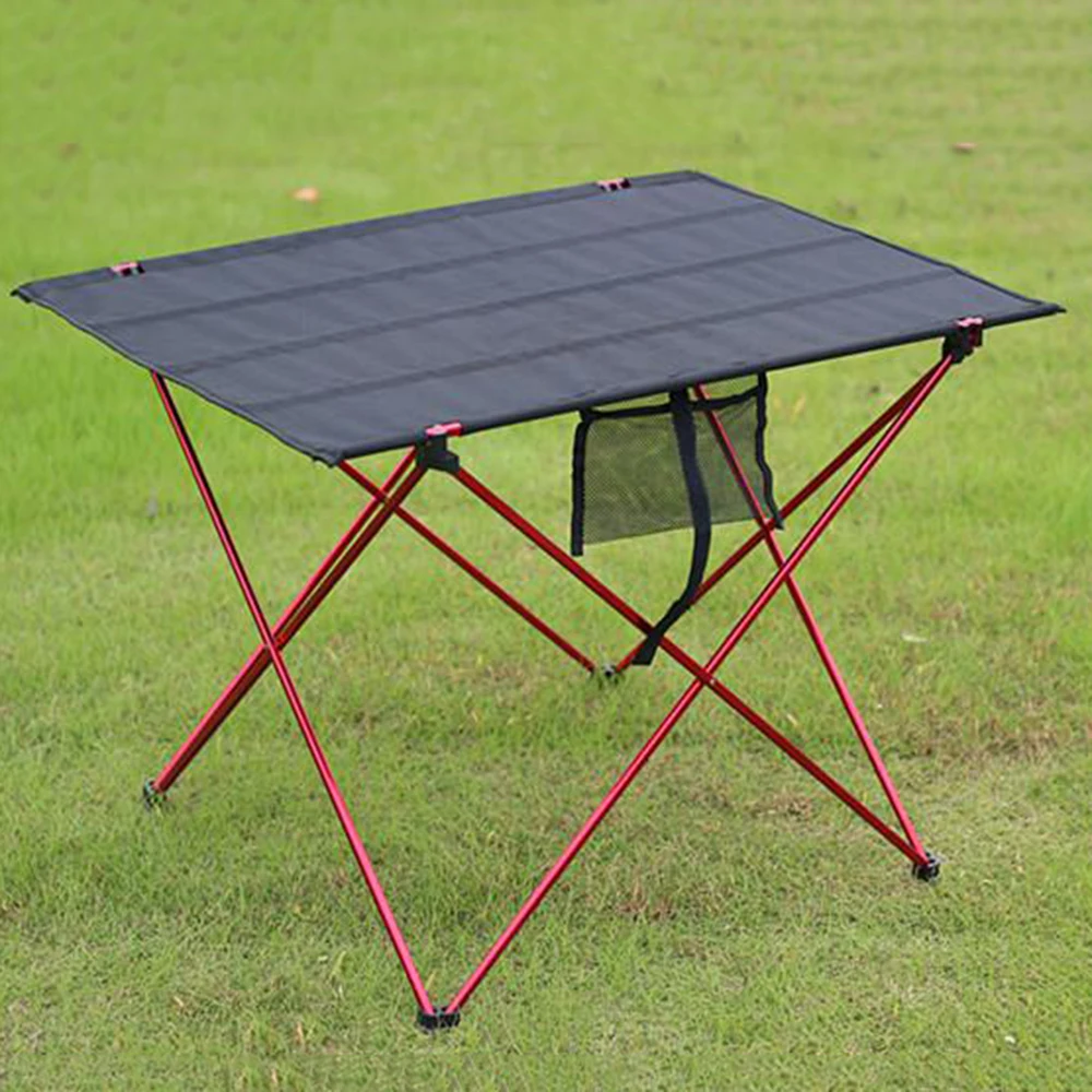 Ultralight Portable Folding Desk Aluminum Alloy Outdoor Table for Fishing Picnic BBQ Large Size Red Gray 75cm