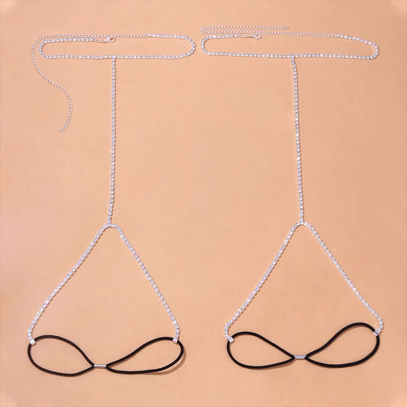 Stonefans 2Pcs/Set Fashion Simple Sexy Rhinestone Leg Chain for Women Double Row Beach Thigh Chain Crystal Bikini Body Jewelry