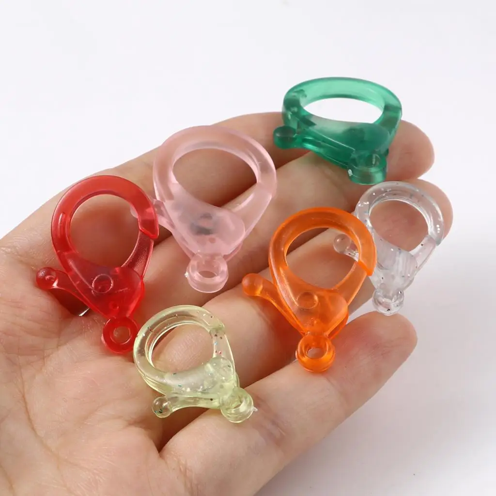 DoreenBeads 30 PCs  Transparent Lobster Clasp Findings At Random Color Transparent Plastic Lobster Clasp Jewelry Findings