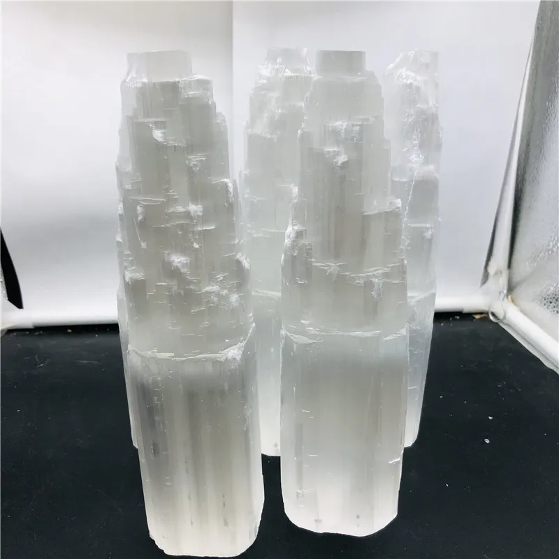 Cristallo di Quarzo naturale Selenite Lampada Fiamma Reiki Guarigione Campioni di Minerali Decorazione di Cerimonia Nuziale Complementi Arredo Casa