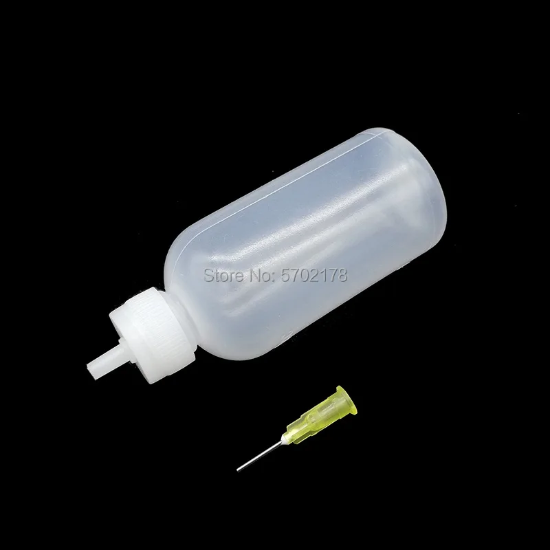 2個透明ポリエチレンスクイズボトル空の50ミリリットルの液体プラスチックボトル正確な滴フラックス、はんだマスク、接着剤