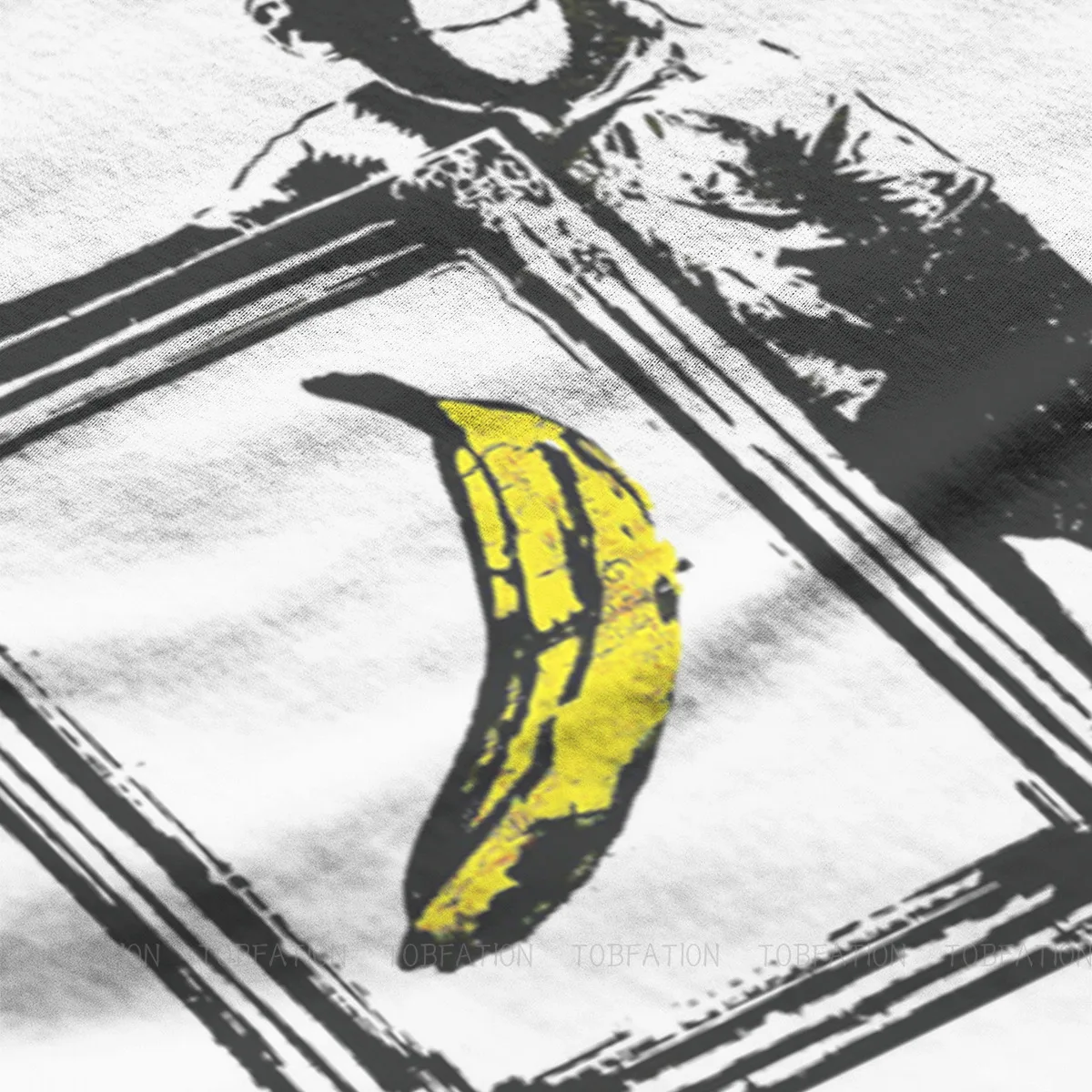 Banksy Graffiti Wall Art Monkey Banana Essential TShirt for Men Graphic Anime Clothes Crewneck Cotton T Shirt 2020