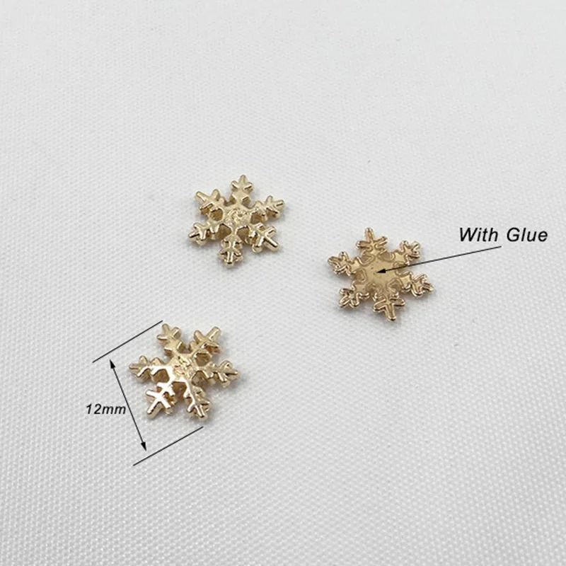 JUNAO 12mm 100pcs Snowflake Hotfix Gold Color Rhinestones Patches Hot Fix Metal Motifs Iron On Patches Clothes Applique