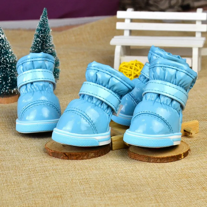 4Pcs/Set Winter Dog Shoes For Small Dogs Warm Fleece Puppy Pet Shoes Waterproof Dog Snow Boots Chihuahua Yorkie Teddy Shoes