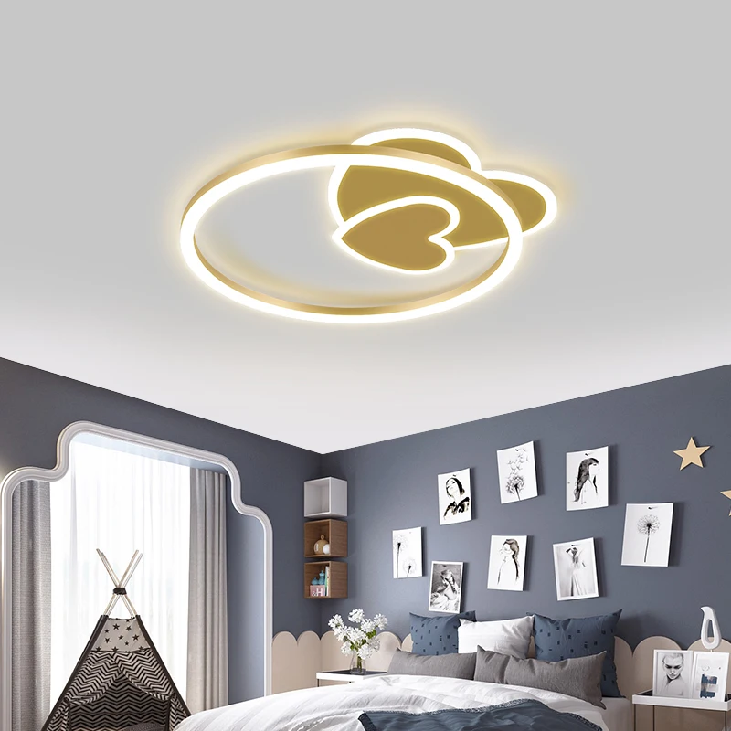 

Round New Gold Ceiling Lights For Bedroom Kitchen VIlla Coffee Bar Auditorium Living Room Indoor LED Lamps With Remote Control