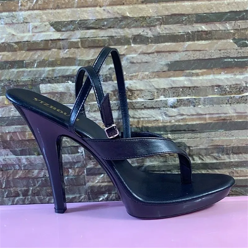 Verão preto pés saltos stiletto nu, 13-15 cm pólo sapatos de dança, modelo palco banquete sapatos