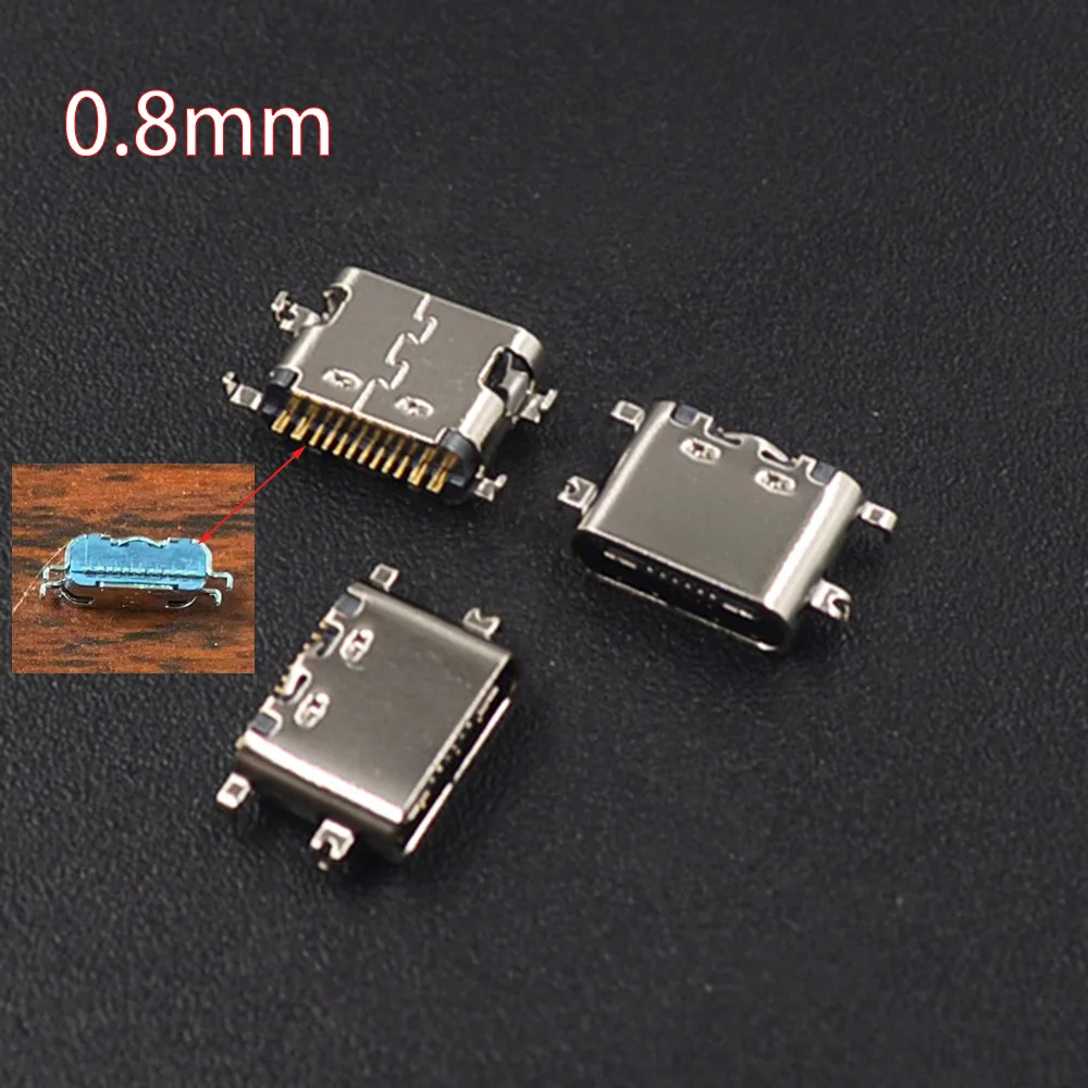 10Pcs USB-3.1 USB Connector Type C Horizontal Mid Mount 16P Female 1.6mm through board 0.8mm for charger adapter DIY Type C