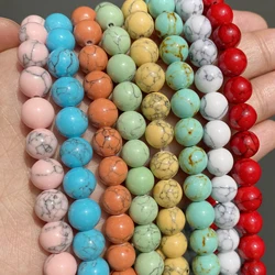 4/6/8mm Second Generation Multicolor Howlite Round Loose Spacer Beads for Jewelry Making DIY Bracelet Aceessories Wholesale 15''