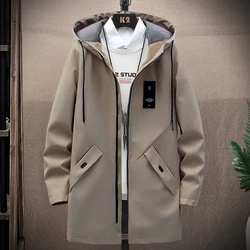 New Mens Casual Long Jackets Coats Hooded Streetwear Hip Hop Windbreaker Outwear Jacket Men Spring Autumn Mens Clothing 2022