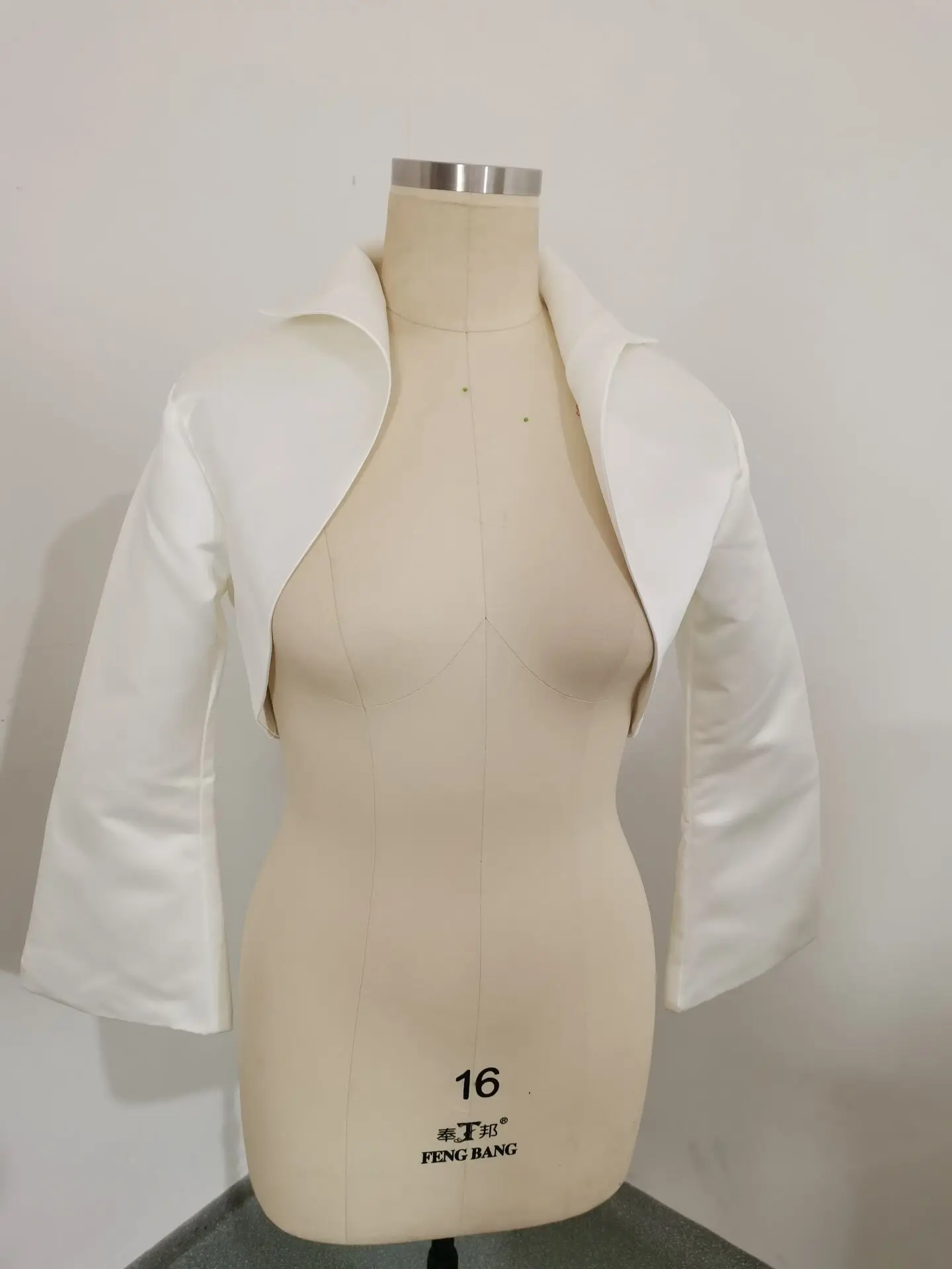 Chaqueta de boda de manga larga, bolero de satén, abrigo de fiesta nupcial, Envío Gratis, hecho a medida, 3/4