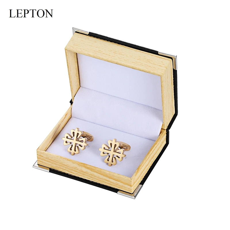 New 18K Gold Plated Crusaders Cufflinks Lepton Matte Stainless Steel Cufflink For Mens Wedding Groom Business Cuff Links Gemelos