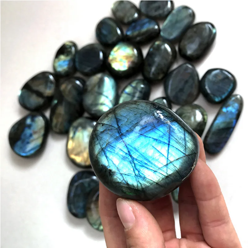 1pc Polished Natural Labradorite Crystal Random Color Grey Blue Stone Moonstone Aquarium Decor Ornament Home Decoration