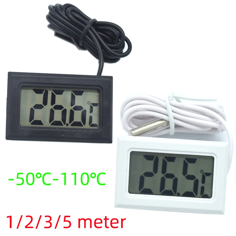 -50~110 degree Mini LCD Digital Thermometer for Freezer Temperature  Refrigerator Fridge Thermometer indoor outdoor Probe 1M 2M