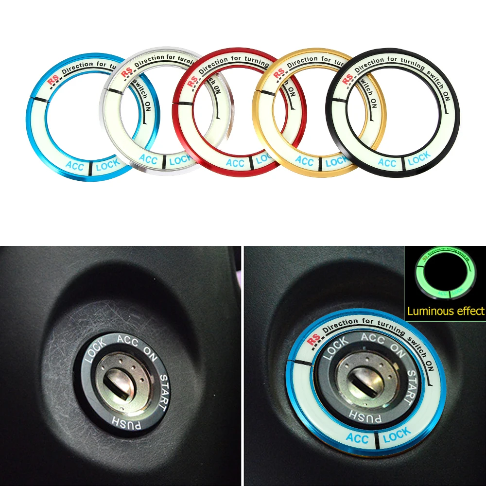 Luminous Alloy Car Ignition Switch Cover Auto Accessories Car Stickers Circle Light Decoration For TOYOTA COROLLA LEVIN