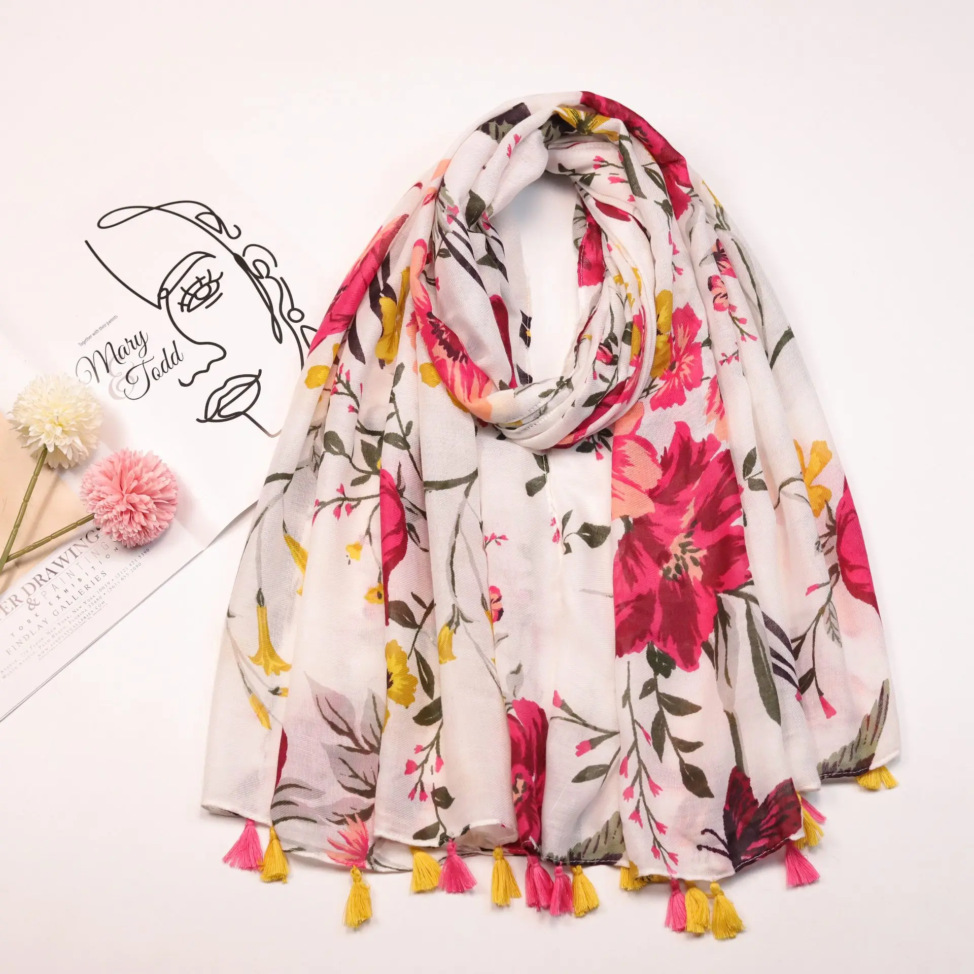 

Fashion Scarfs For Women Lightweight Paisley Floral Fall Winter Scarves Shawl Wrap Hawaiian Beach Stoles Cotton Voile Head Scarf