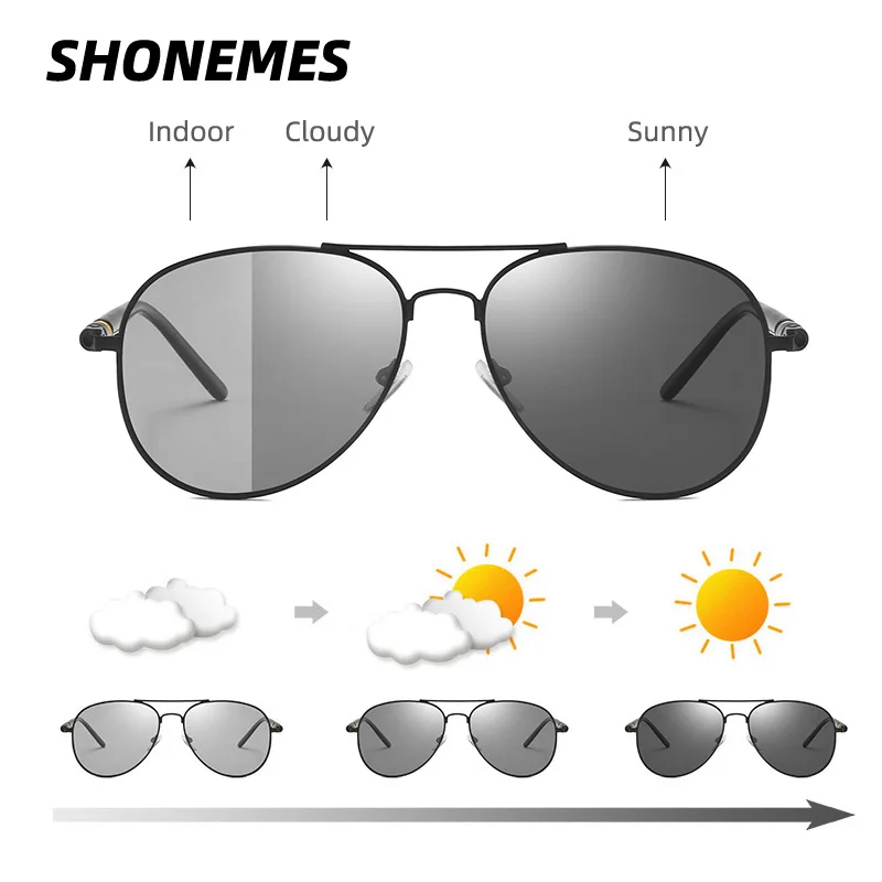 

SHONEMES Photochromic Polarized Sunglasses Classic Aviation Shades Outdoor UV400 Driving Sun Glasses for Men Women