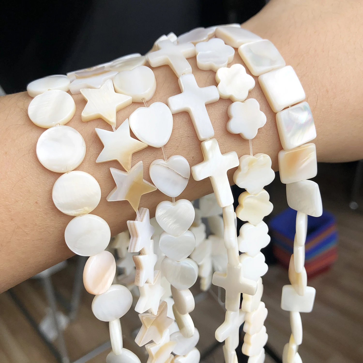 Natural White Freshwater Shell Beads Beads Heart Cross Star Round Mother Of Pearl Loose Beads for Jewelry Making DIY Bracelet - Image 4