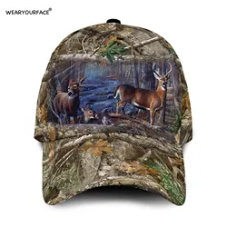 Deer Hunting Wildlife 3D All Over Printed Snapback Hat Men Women Adult Hip Hop Headwear Outdoor Sun Visor Baseball Cap