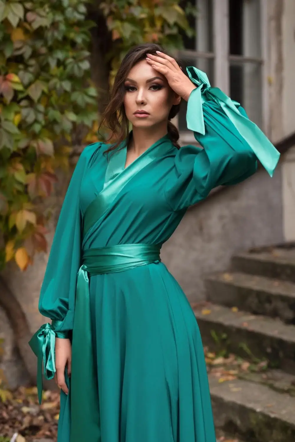 Robe Kimono en Satin et dentelle pour femmes, Lingerie Sexy, vert, Robes de mariée, en soie, vêtements de nuit, nouvelle collection 2020