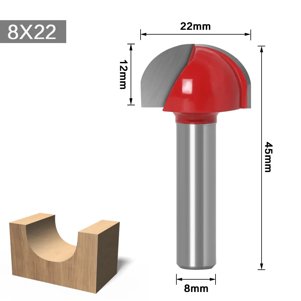 Brocas redondas de carburo sólido para carpintería, Herramientas CNC con vástago de 8mm, punta redonda, caja de núcleo de Cala, fresa de bola