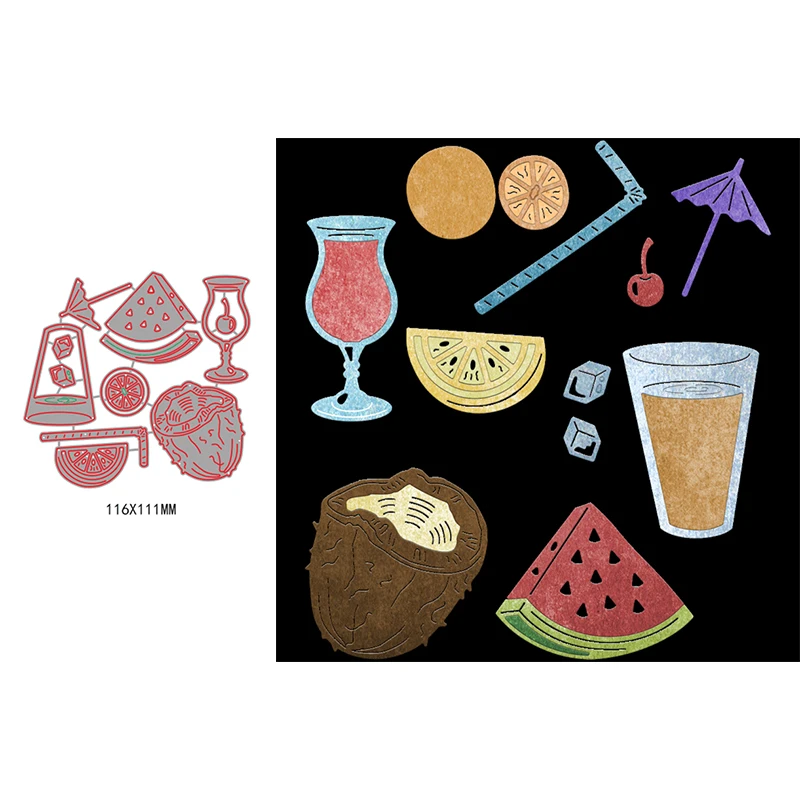 Delicious Fruit Juice Vacation Essentials Good Quality Decorations Metal Cutting Dies For DIY Scrapbooking Album Cards Crafts