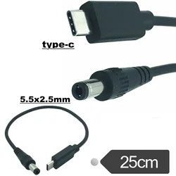 1pcs USB 3.1 Type C Male to DC 5.5mm x 2.5mm Male Power Jack Extension Adapter Charge Charging Cable Cord